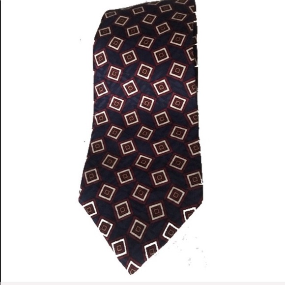 CHRISTIAN DIOR Tie Navy w/Burgundy & Cream… - Picture 5 of 10